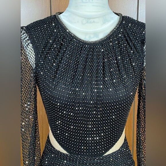 Self-Portrait  Diamante Fishnet Midi-Dress size 4 - Picture 8 of 16